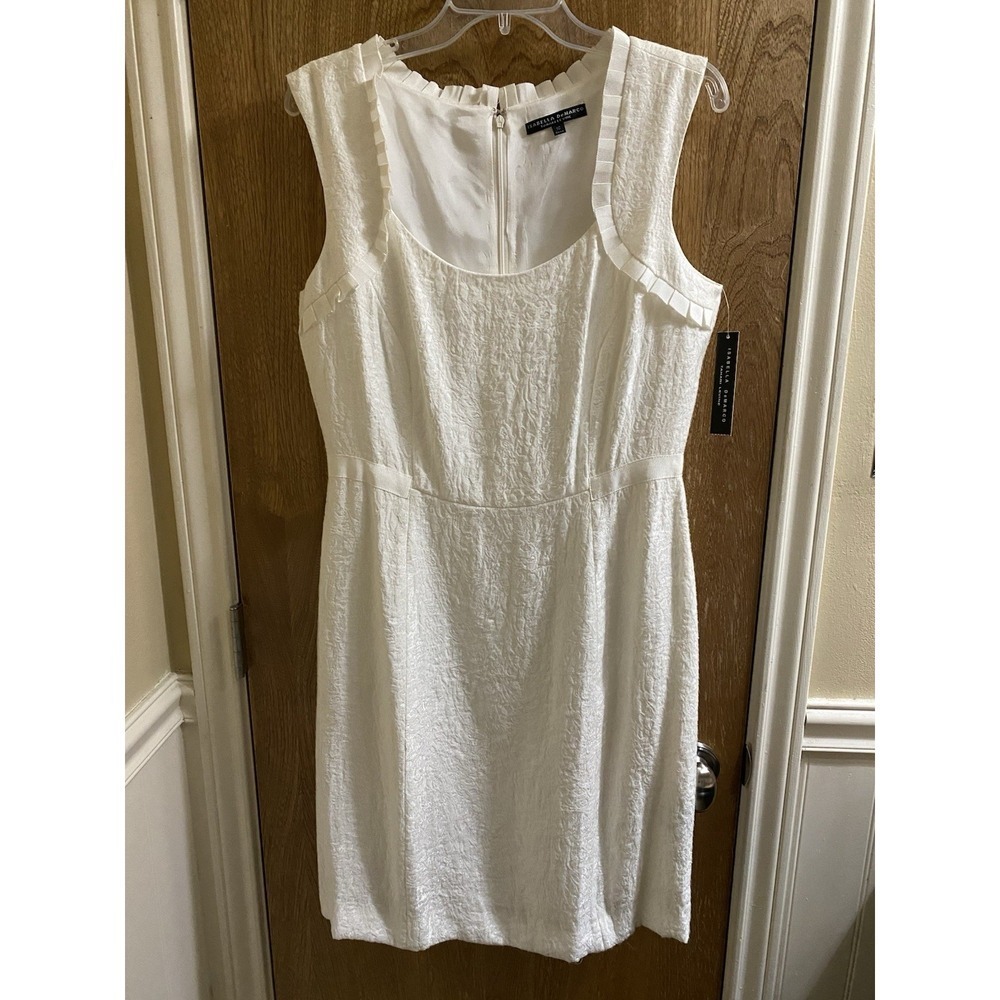 NEW Isabella Demarco Audrey White Textured Ruffle Lined Peplum Dress 10 Wedding